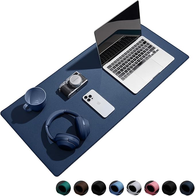 Reniteco Waterproof Large Gaming Mouse Pad with Durable Stitched Edges, Non-Slip Rubber Base, Grainy Jacquard Mouse Mat Desk Pad for Home Office Gaming, 31.5''x11.8''x0.12'', Matte Navy Blue