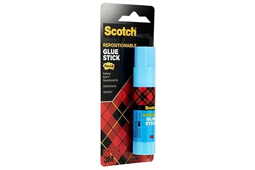 Scotch Removable Restickable Glue Stick, .49oz, Repositionable Stick, 4 Pack