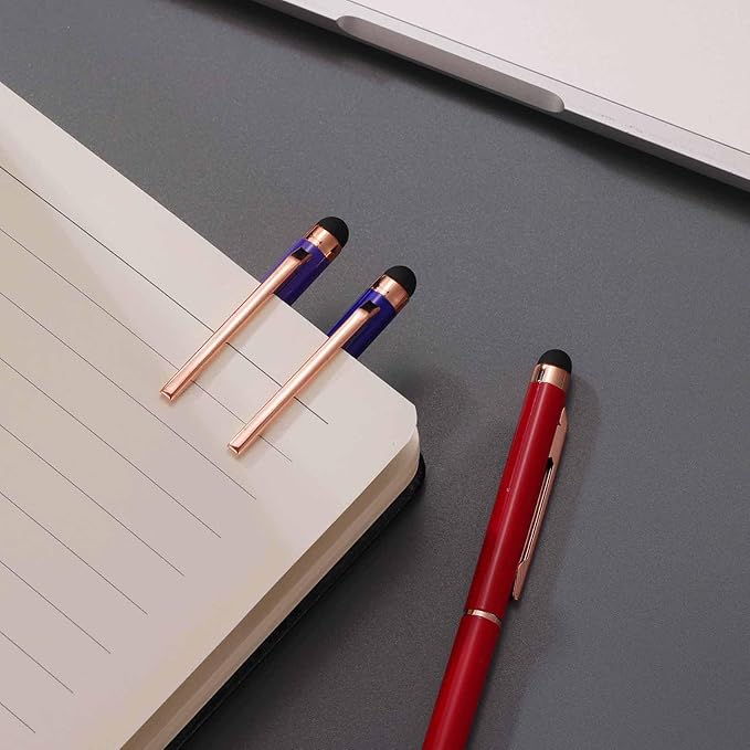 15 Pack Stylus Pens for Touch Screens Stylus Pen Compatible with Phone Tablets Kindle and Black Ink Ballpoint Pens-2 in 1 Stylists Pens (8005 Rose Gold B)