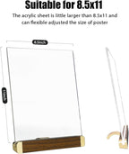 8.5 x 11 Menu Holder, Acrylic Table Menu Stand, Classic Wooden Sign Holder, Double Sided Display Table Top Paper Holder, for Bar, Cafe, Restaurant, Store, Certificate, Document (Vertical, 6pack)