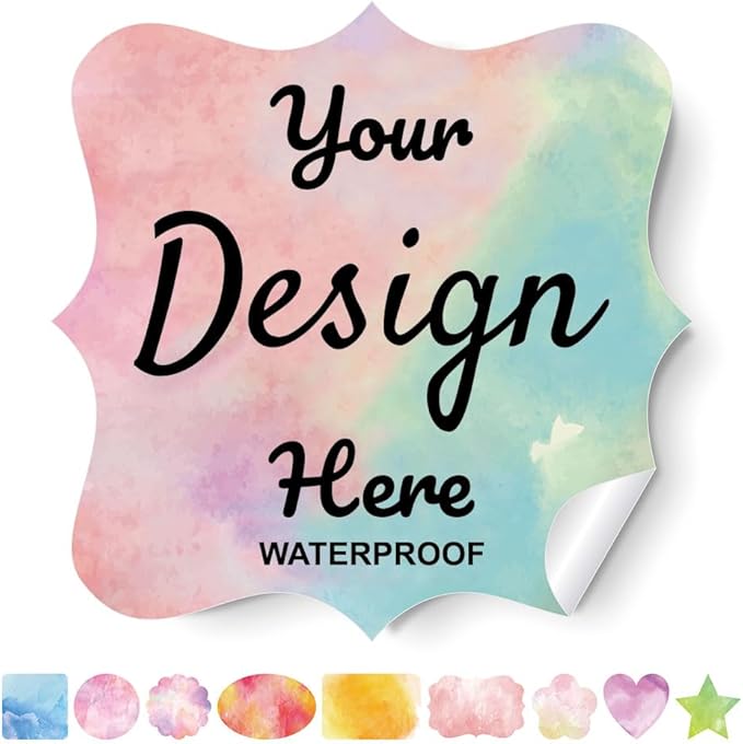 AHEADGOODS Custom Stickers - Personalized Labels with Fancy Frame, 4.5"x4.5", 100 Labels (Vinyl, Waterproof, Custom Style, Die-cut, Outdoor Use, Stickers)
