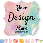 AHEADGOODS Custom Stickers - Personalized Labels with Fancy Frame, Watercolor Style, Vinyl Material, 100 Rectangular Labels (Waterproof, Outdoor Use)