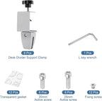 PATIKIL 6 Pcs 1/8"to 1/2" Adjustable Desk Divider Partition Clips, Aluminum Sneeze Guard Support Clamps Desktop Divider Clips for Offices Stores, Counter Privacy Panel,Silver
