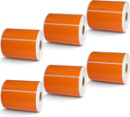 BETCKEY - 4" x 3" Shipping & Multipurpose Labels Compatible with Zebra & Rollo Label Printer,Premium Adhesive & Perforated[Orange, 6 Rolls, 3000 Labels]