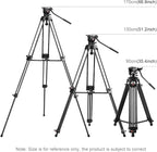 PULUZ 67"/170cm Video Tripod, Heavy Duty Aluminum Alloy Camera Tripod Stand with 360° Fluid Drag Head, QR Plate Compatible with Canon Nikon Sony and Other DSLR Camera Camcorder, Load Up to 22lb/10kg