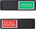 Do Not Disturb/Welcome Door Sign, Sliding Privacy Indicator Sign for Home Office, Restroom, Conference Room, Hotel, Hospital, 7x2 Inch Slider Door Signs (Black)