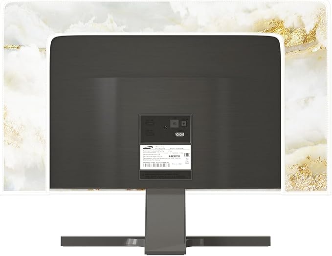 Baocicco White Gold Waterproof TV Display Screen Cover with Abstract Texture Marble Design 70 Inch Television Covers Sleeve Compatible with LCD LED PC Desktop and Home Hanging TV