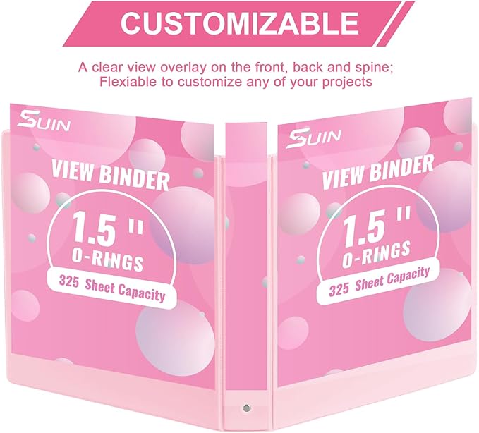 1.5-inch 3 Ring Binder with 2 Pockets, Premium 1.5'' Binders Holds US Letter Size 8.5'' x 11'' Paper - Versatile Binders for Office, Home, and School Use, 6 Pack (1.5-inch Pink)