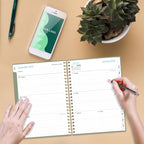 2026 Planner - Planner 2026 from January 2026 - December 2026, Weekly & Monthly Planners Spiral Bound with 12 Monthly Tabs, Inner Pocket, 6.4" x 8.5", Green
