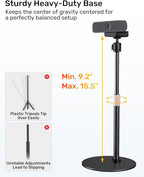 Upgraded Webcam Stand for Desk, Telescopic Webcam Tripod Mount with Ball Head, Compatible with Logitech Camera C922 C930e C920S C920 C615 C960 C920x BRIO 4K NexiGo N60, Phone Holder with 1/4" Thread