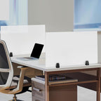 Desk Divider, 30 x 18 inch Acrylic Desk Privacy Panels, Privacy Desk Screen, Frosted Acrylic Partitions with Clamps Acrylic Table Top Sneeze Guard for Offices Schools (2PCS)