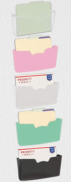 Simple Houseware Single Pocket Wall Mount for Hanging File Holderr, 5 Packs, Assorted Colors