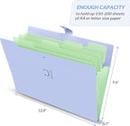 SKYDUE 4 Packs Expanding File Folder with 32 Labels,5 Pockets A4 Letter Size Accordion Folder Paper Organizer for School and Office
