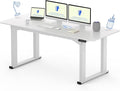 FLEXISPOT E6Q 4 Legs Standing Desk 71 x 32 Inch Adjustable Height Desk with Splice Board Home Office Sit Stand Up Desk, White Top + White Frame