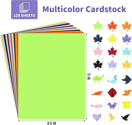 120 Sheets 8.5" X 11" Colored Cardstock, 12 Assorted Colors Construction Paper Valentine's Day Card Stock Printer Paper for Printing, Card Making, DIY Crafts,School Supplies,Party Decorations