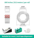 GIBIBU 48 Rolls Transparent Tape Refills, Clear Tape Dispenser Refill Rolls, Glossy Gift Wrap Tapes for Office, School, Home, 3/4 x 800 Inches