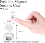 MHDMAG Magnetic Push Pins Powerful Push Pin Magnets for Fridge Whiteboards Calendars Maps in School & Office Pack of 60,White