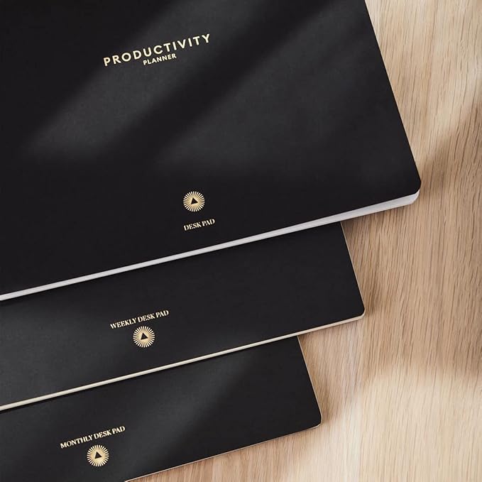 Intelligent Change - Weekly Desk Pad, 1-Year Productivity Planner, Tear-Out Deskpad for to-Do List, Productivity Tools for Time Management and Mindfulness, A4 Size, Black