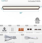 Leetdud LED Under Cabinet Lighting Hardwired or Plug in, 32 Inch 16W, Dimmable 5 Color 2700K/3000K/3500K/4000K/5000K, Linkable Eyes Care Design Counter Lights for Kitchen, Sink, ETL Listed, Bronze