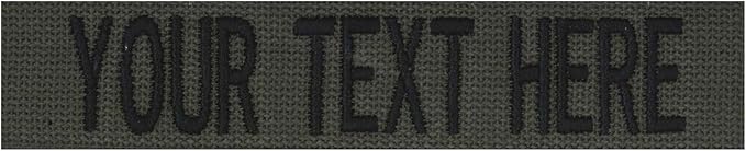 Custom Uniform Name Tapes Solid Colors. Olive Drab Webbing, 4 Inch Hook Fastener (Uniform Ready Fastener)