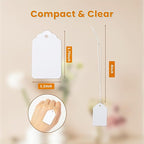 500 PCS White Price Tags with String Attached1.75 x 1.1 Inches, Goefun Blank Labeling Tags for Gift Bags, Hanging, Clothing, Jewelry, Garage/Yard Sale, Inventory, 250 GSM