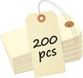 Uniclife 200 Pcs Manila Tags Blank Shipping Tags with Wire Attached 4.7 Inch Paper Hang Tag with Reinforced Eyelet Large Marking Writable Price Inventory Label Tag, 4.7" x 2 3/8"