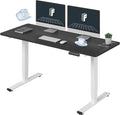 FLEXISPOT E6 3-Stage Dual Motor 60 x 24 Electric Standing Desk Sit Stand Up Desk, Holds 220 lbs, Adjustable Height w/Memory Presets, One-Piece Black Desktop & White Frame, Ships in 2 Boxes