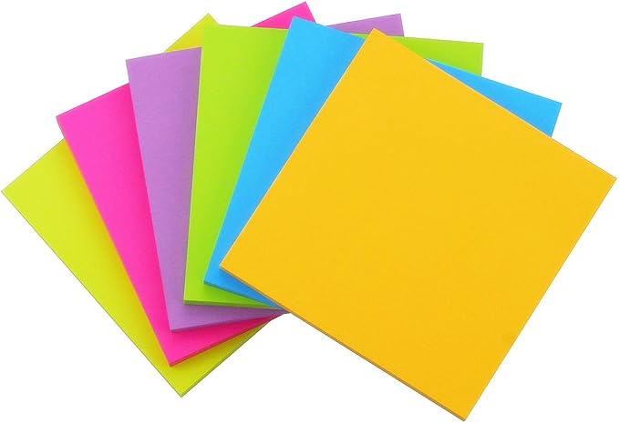 Early Buy Sticky Notes 6 Bright Color 6 Pads Self-Stick Notes 4 in x 4 in, 70 Sheets/Pad