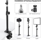Dazzne 2-Pack Camera Desk Mount Stand with 1/4" Ball Head and Cold Shoe Mount Adapter,12.9-22" Tabletop Mounts Stand, Adjustable Aluminum Desktop Light Stand, for DSLR Camera, Ring Light, Video Light