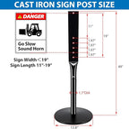 VAIIGO Heavy Duty Parking Sign Post Stand 49", 20lbs Cast Iron Base Sign Post for Outside Sign Holder, Yard Sign Stand, Street Sign Post, Black