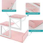 Jolitac Wood Desktop Shelf, Desktop Organizer Office Storage Rack Adjustable Wood Display Shelf 3 Tier Storage Display Rack Office Decor Stand Shelves with Metal Frame (Pink)