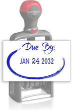 Heavy Duty Style Office Date Stamp with Due by: - Self Inking Dater - Style C - Blue Ink Color