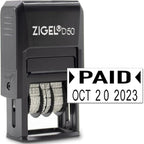 ZIGEL D50 Date Stamp with Paid - Self Inking Date Stamp - Black