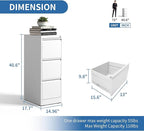 FLIXELIO 3 Drawer File Cabinet with Lock,Metal Vertical Filing Cabinets for Home Office,Heavy Duty File Storage Cabinet for Letter/Legal/A4/F4 Size File,Assembly Require (White, Vertical 3 Drawer)