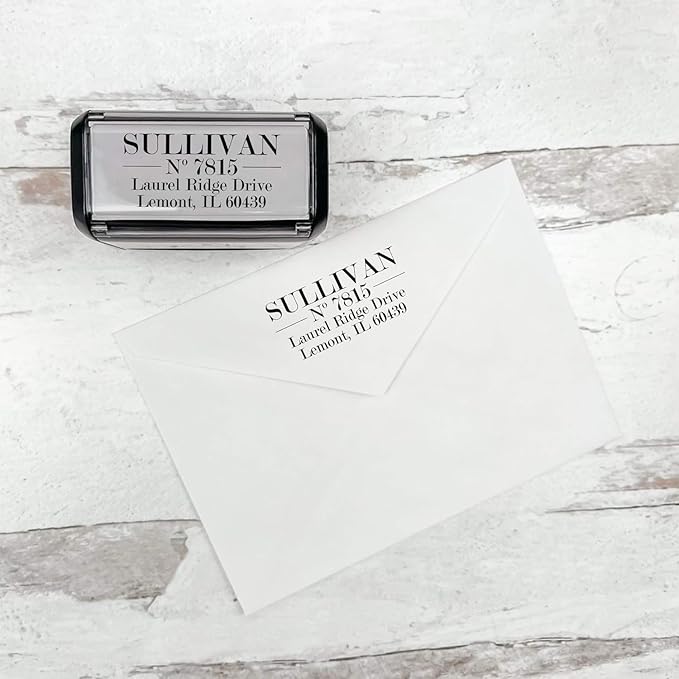 Self Inking Modern Address Stamps | Custom Return Address Stamper (Traditional Serif, Large)