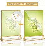 PPH-Sisy Acrylic Sign Holder 8.5 x 11, Double Sided Clear Display Stand, Gold Flyer Holder 8.5 x 11 for Home Office Shop Restaurant 4 Pcs