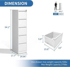 FLIXELIO 5 Drawer File Cabinet with Lock,Metal Vertical Filing Cabinets for Home Office,Heavy Duty File Storage Cabinet for Letter/Legal/A4/F4 Size File,Assembly Require (White, Vertical 5 Drawer)