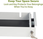 PERFECT POSTURE Under Desk Storage Drawer With Lock – Slim Pen & Pencil Drawer for Regular & Sit-Stand Standing Desks, White (33” x 9.4”)