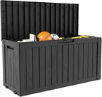 Yardgrace 90 Gallon Waterproof Outside Storage Box - Patio Storage & Outdoor Deck Box, All-Weather Resin Chest for Pool/Garden Accessories, Lockable UV-Resistant, Jet Black