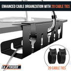 2Pcs 15.75 Inch Super Sturdy Gaming Cable Management Standing Desk wire organizer Large cord basket Under desk rack Mount With Clamps & Screws power strip holder chord organization j channel No Damage