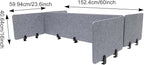 ReFocus Raw Clamp-On Acoustic Desk Divider Mounted Privacy Panel Set – Reduce Noise & Visual Distractions for Office, Study (Castle Gray, 2× Long (59"×16") + 4× Short (23.6"×16"))