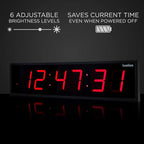 Ivation Huge Oversized 60" Large Digital LED Clock | Big Digital Clock w/Multi-Function Display – Stopwatch, Timer, Alarms, Temp & Date | 6 Brightness Levels, Time Memory & Remote (Red)