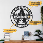 Custom Metal Signs | Personalized Monogram Name Sign | Outdoor Wall Art for Family Name | Custom Name Metal Sign, Last Name, Anniversary, Wedding Gifts for Women, Wife, Parents, couple (Design 12)