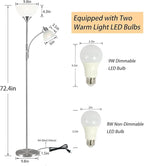 RISLG Floor Lamp, Dimmable Standing lamp, Stepless Dimming Brightness, Included 9W and 5W LED Bulbs, Industrial Floor Lamp for Living Room, Bedroom, Office, Reading