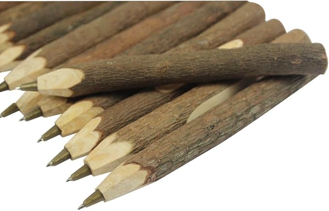 Handmade Wooden Ballpoint Pen Creative Original Ecological Wood Pen Short Style (about 5 inches, 13 cm) - 12 pcs