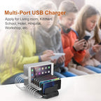 Alxum 60W 10 Port USB Charging Station Multiple Charger Station, USB Organizer Stand for iPad, iPhone Xs Max, X, 8 Plus, Samsung Galaxy, Google Pixel, LG stylo, Black (60W)