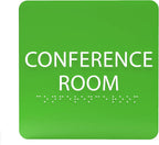 ADA CENTRAL SIGNS - 6" X6" Conference Room Sign- ADA Compliant Tactile Graphics Grade 2 Braille Text Acrylic Wall Signs - Authorized Personnel Only, Meeting Privacy Door Sign for Schools, and Offices