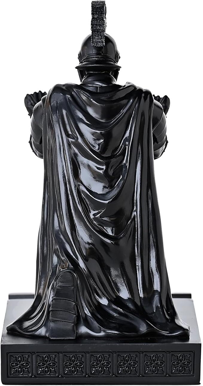 CYXStar Roman Praetorian Prefect Warrior Knight Pen Holder Desk Ornament Resin Praetorian Guard Mobile Phone Stand Desk Accessories and Organizer for Office with a Letter Opener (Black)
