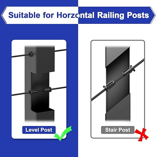 BLIKA Upgraded 100 Pack Stainless Steel Black Protector Sleeves for 1/8" 5/32" or 3/16" Deck Cable Railing, for Metal Posts, T316 Marine Grade, Cable Railing Protector Sleeves, Cable Railing Post Kits