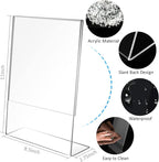 Ludery 8.5x11 Inches Acrylic Sign Slant Back Holder, Plastic Display Stand,Brochure Holder, Table Top Sign Holder For Office, Home, Store, Restaurant… (4pack)